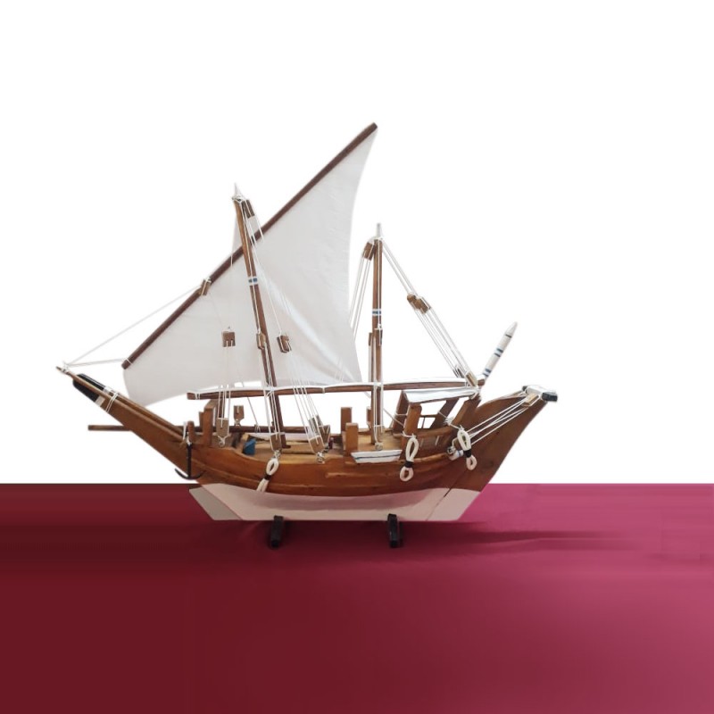 Wood Crafted Uru (Dhow) Traditional Sailing Vessel Miniature for Decor/Gifting